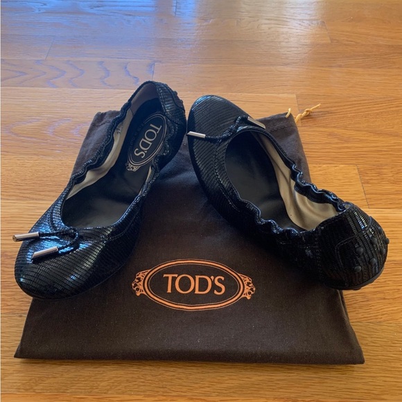Tod's Shoes - NWOB Tod’s Lacette Womens Patent Black Tassel Front Ballet Flats Shoes Sz 37 7